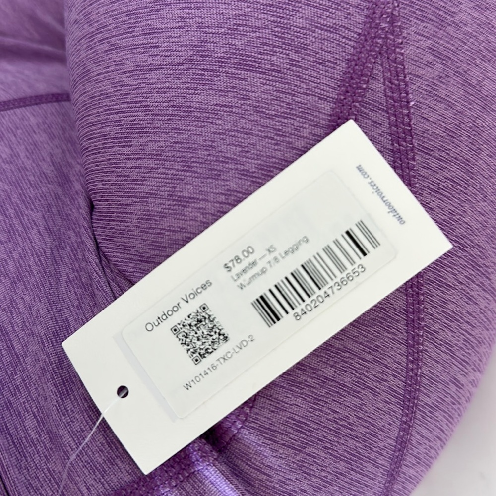 Outdoor voices warmup 7/8 leggins lavander XS Purple Lilac NWT